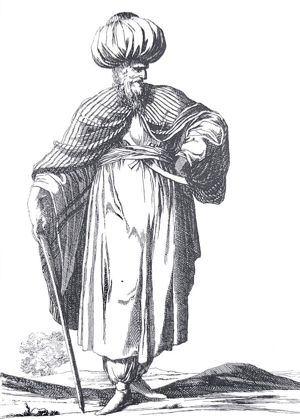 Engraving of a Levantine emir in the dress of Fakhr al-Din's era