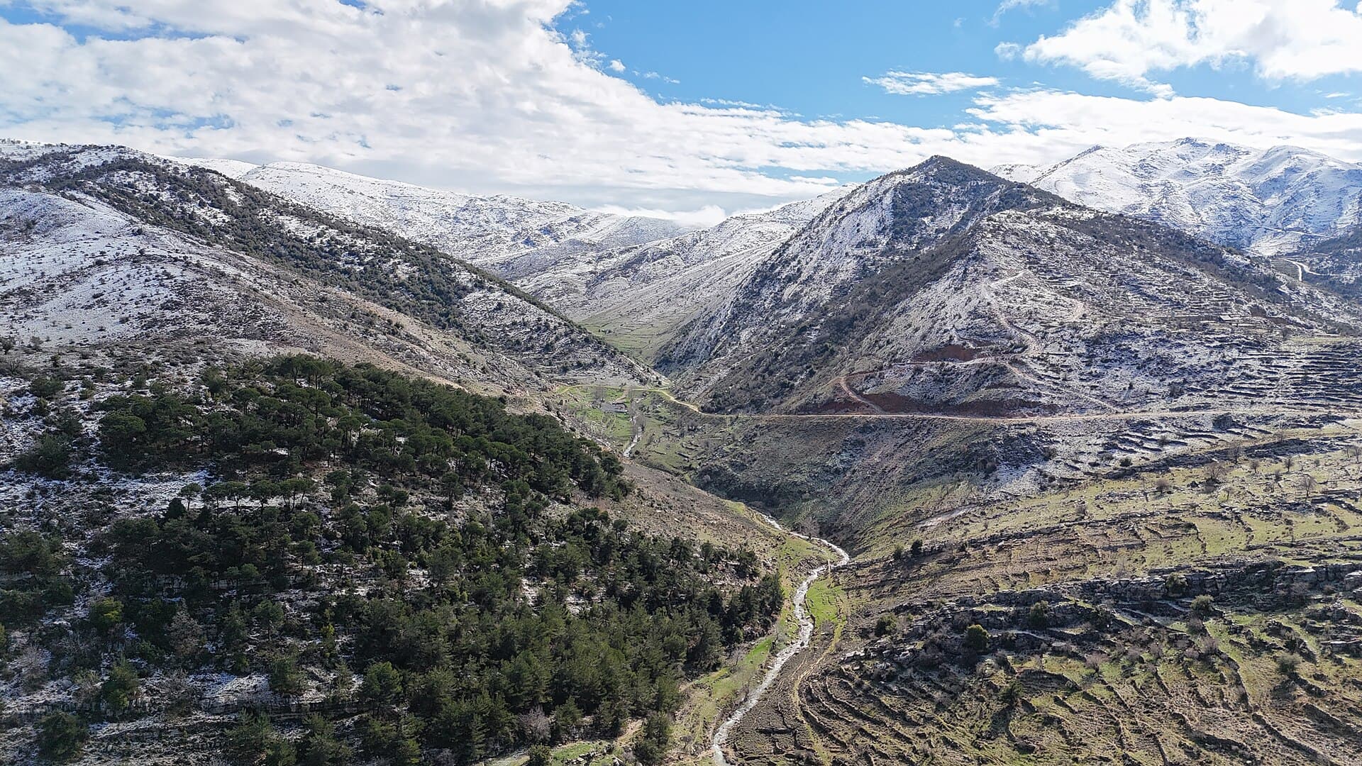 The Chouf mountains of Lebanon under snow